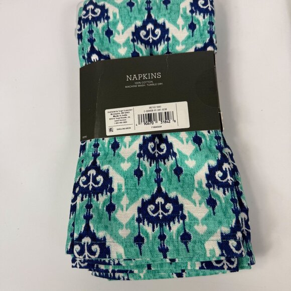 Threshold Teal Blue Teal Green Ikat Table Runner & Napkins Set - Picture 4 of 4